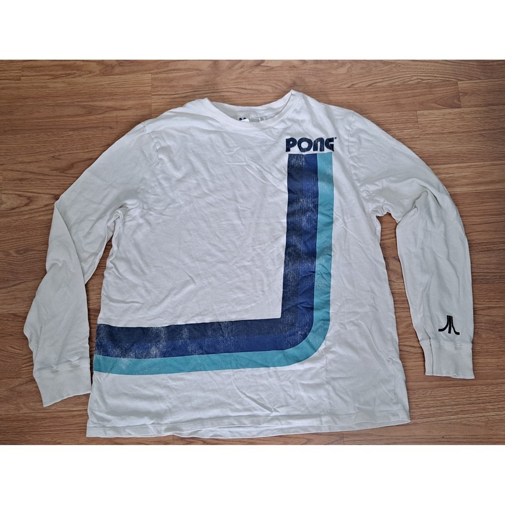 Junk Food Sz XL‎ Retro ATARI PONG Long Sleeve T Shirt Off White Color